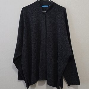 Terryl for Thalian 100% cashmere  cardigan, black/gray oversized XL,